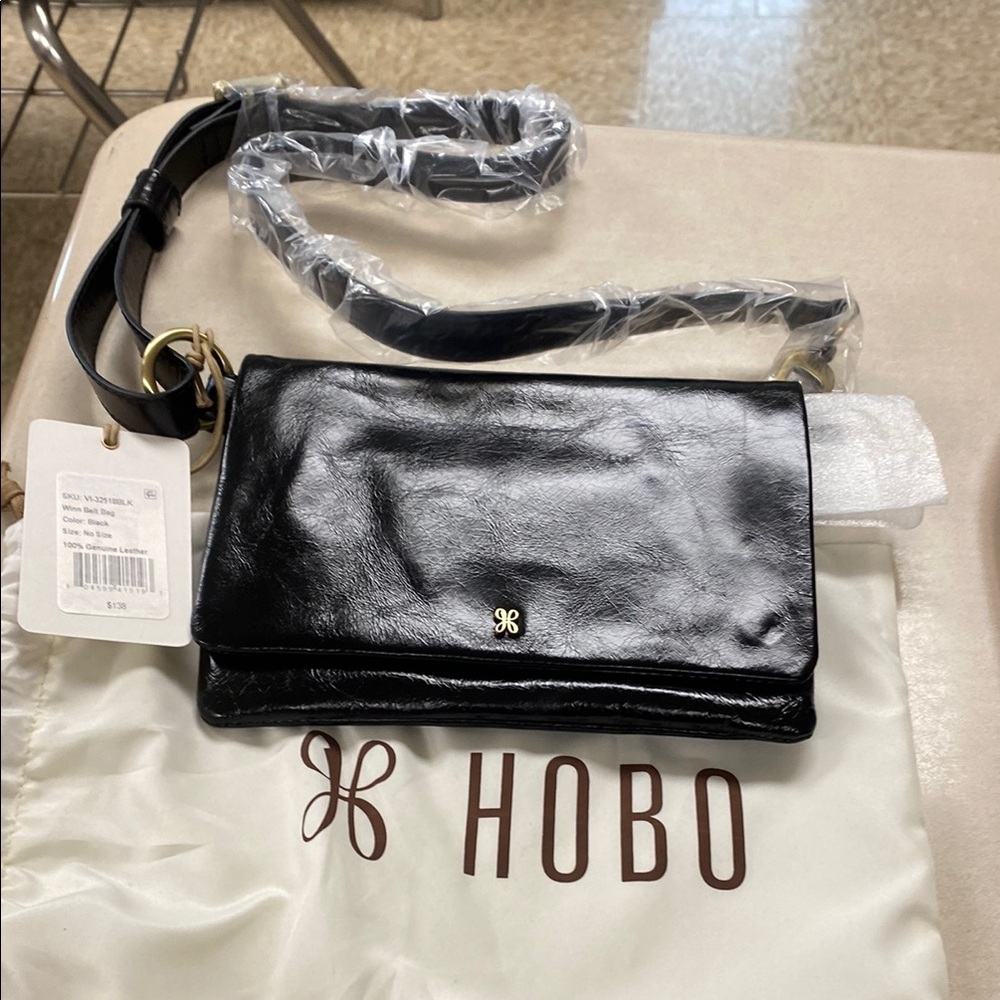 Hobo Black Leather Crossbody Bag